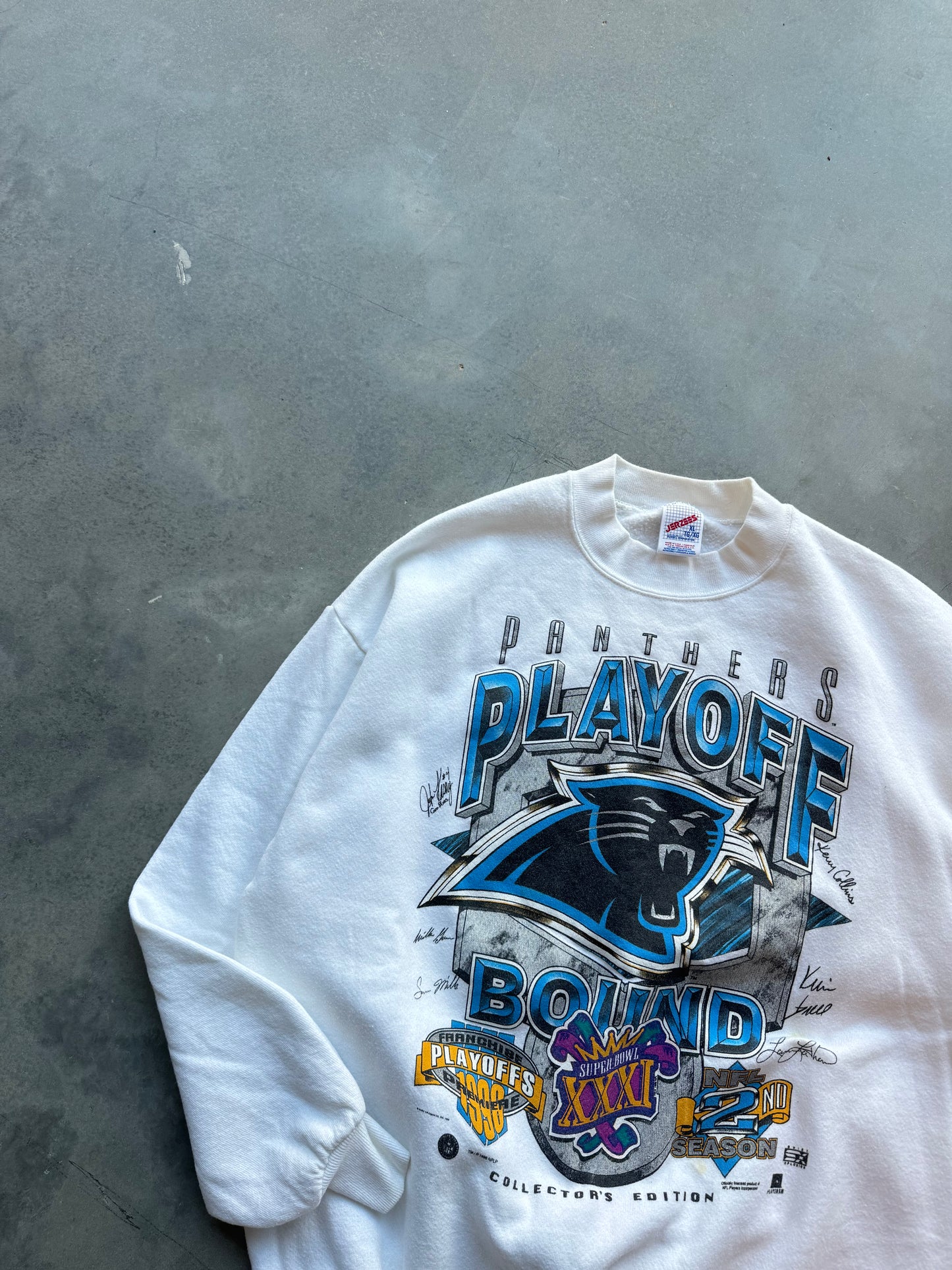 1996 Carolina Panthers Vintage Playoff Bound First NFL Playoff Birth Crewneck (XL)