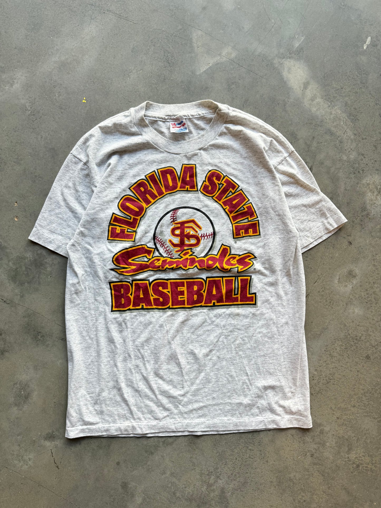 90’s Florida State Seminoles Baseball Vintage Heather Grey Tee (Medium)