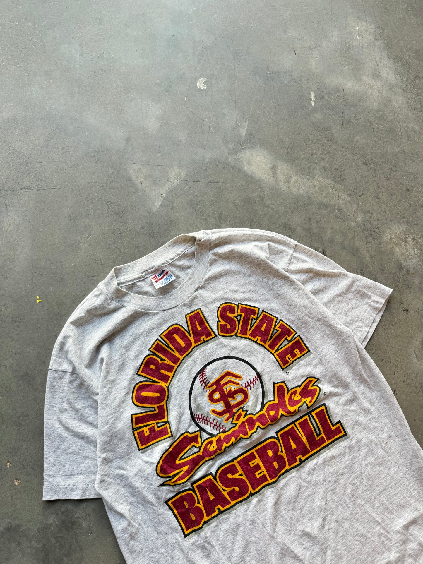 90’s Florida State Seminoles Baseball Vintage Heather Grey Tee (Medium)