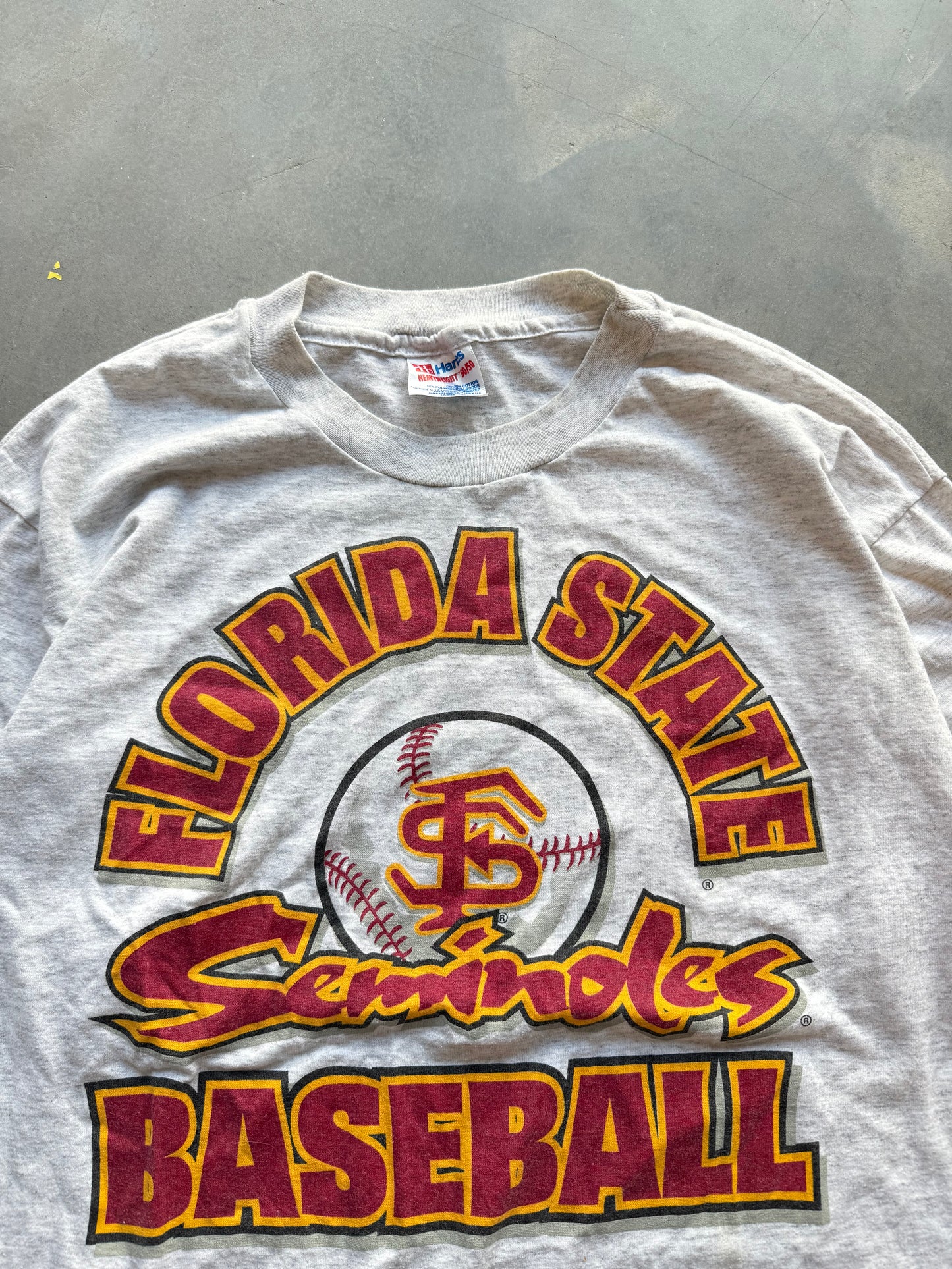 90’s Florida State Seminoles Baseball Vintage Heather Grey Tee (Medium)