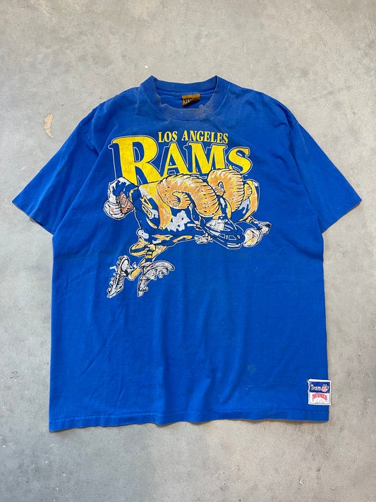 90’s Los Angeles Rams Jack Davis Design Vintage Nutmeg Mills NFL Tee (XL)