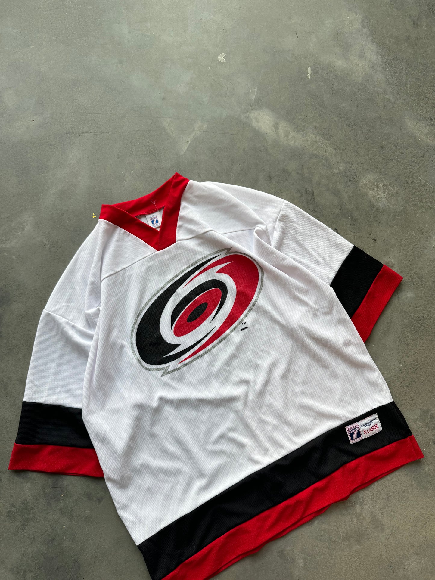 90’s Carolina Hurricanes Vintage Logo 7 Hockey 3/4 Sleeve Jersey (XL)