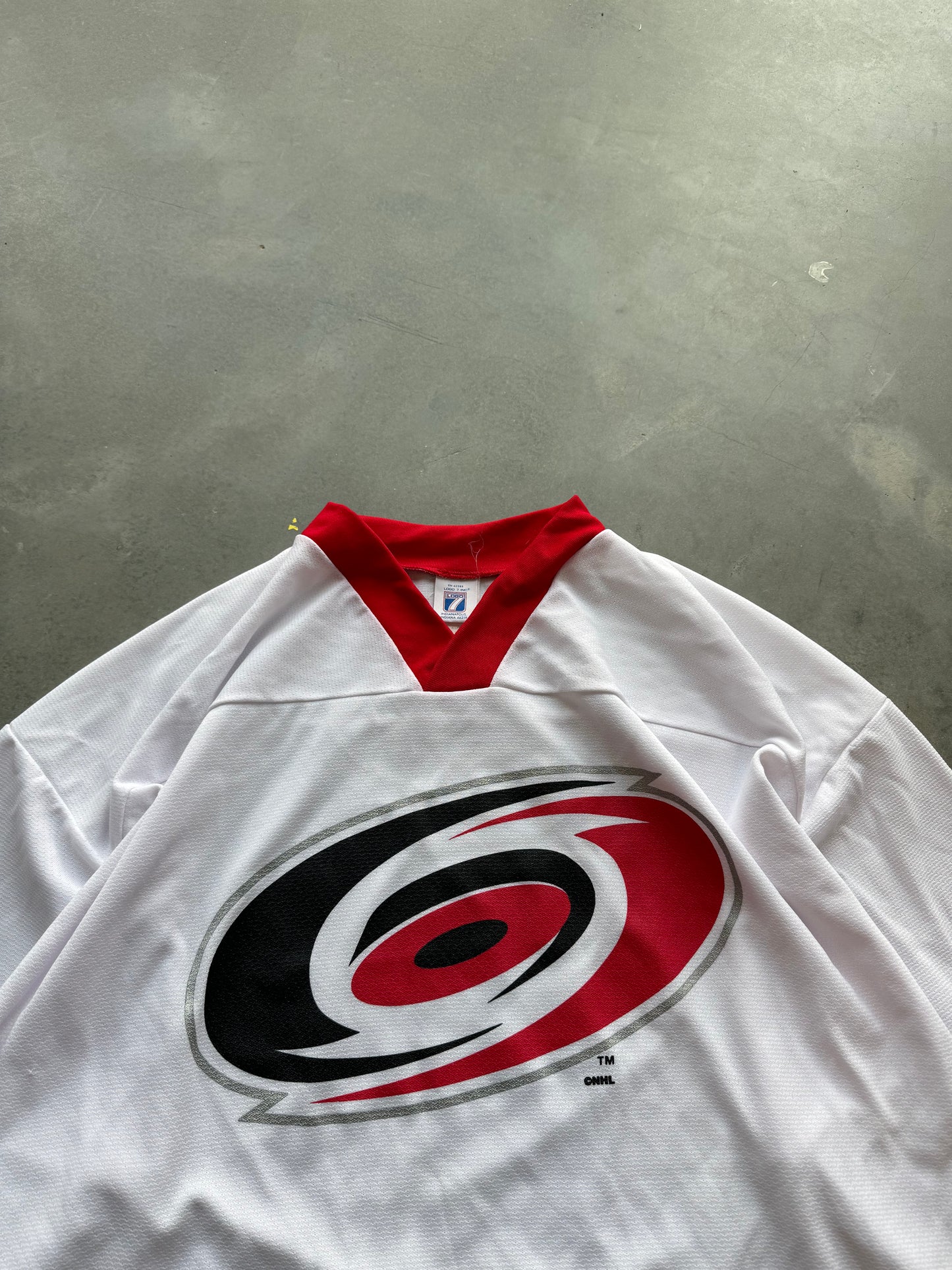 90’s Carolina Hurricanes Vintage Logo 7 Hockey 3/4 Sleeve Jersey (XL)