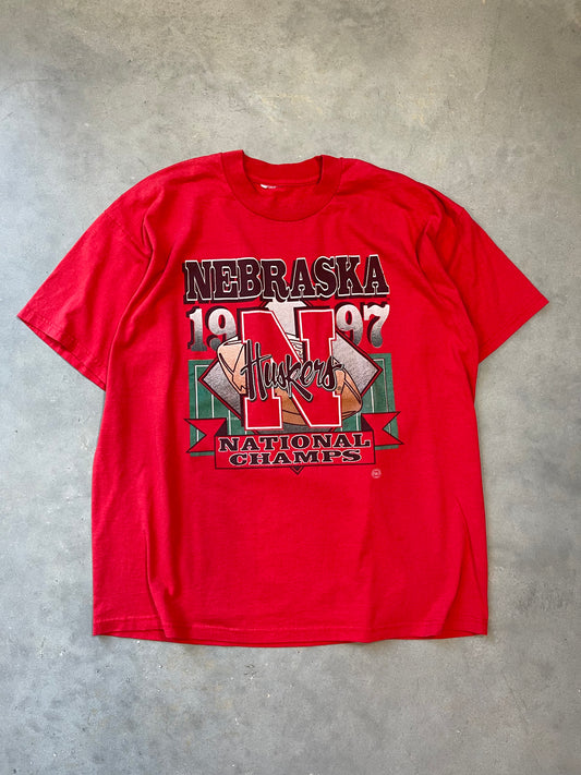 1997 Nebraska Cornhuskers Vintage NCAA National Champions College Football Tee (XL)