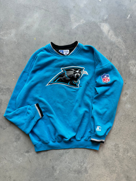 90’s Carolina Panthers Vintage Starter Electric Blue Knitted Heavyweight NFL Crewneck (Large)