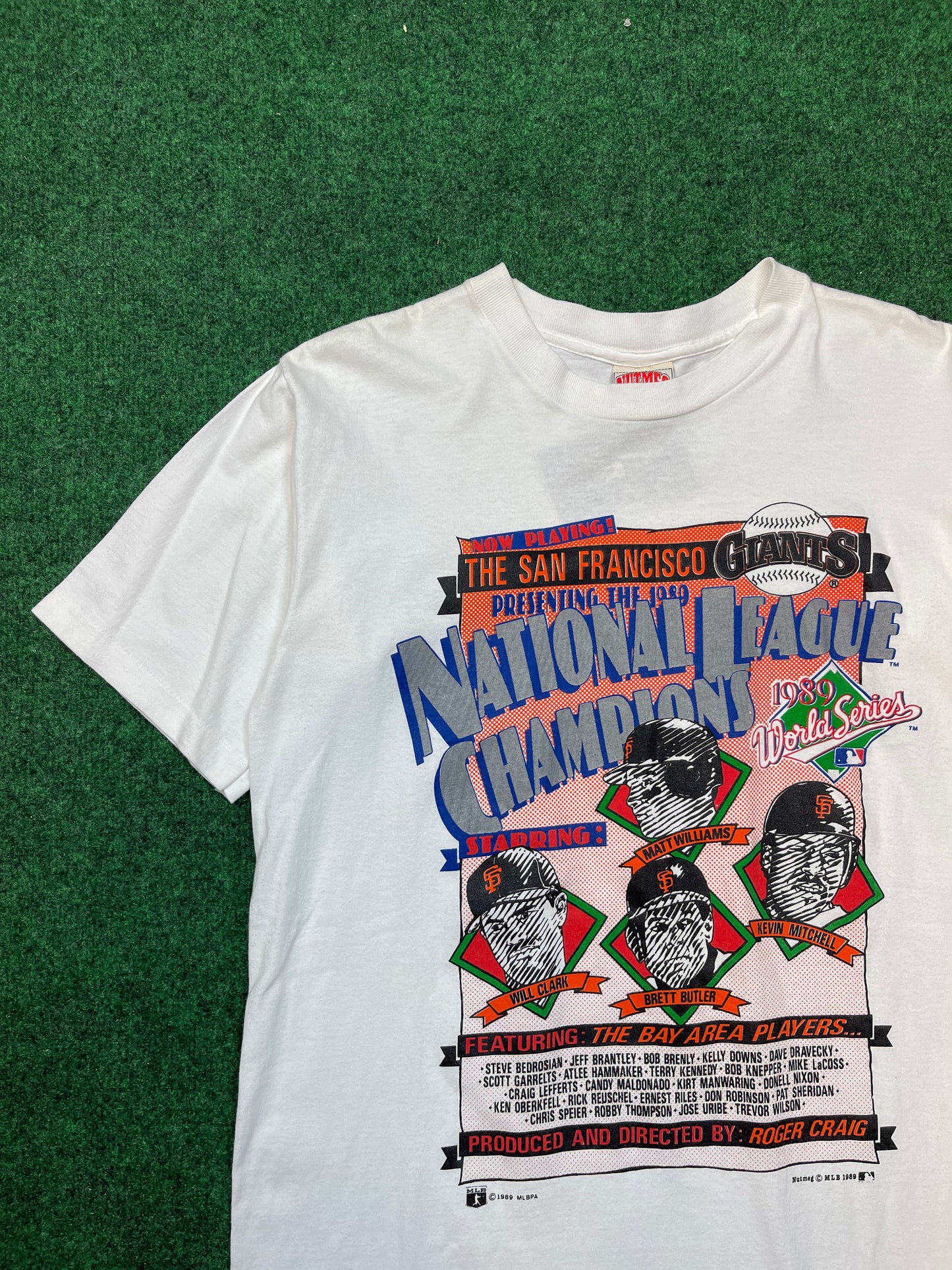 1989 San Francisco Giants MLB National League Champions Vintage Nutmeg Mills Tee (Large)