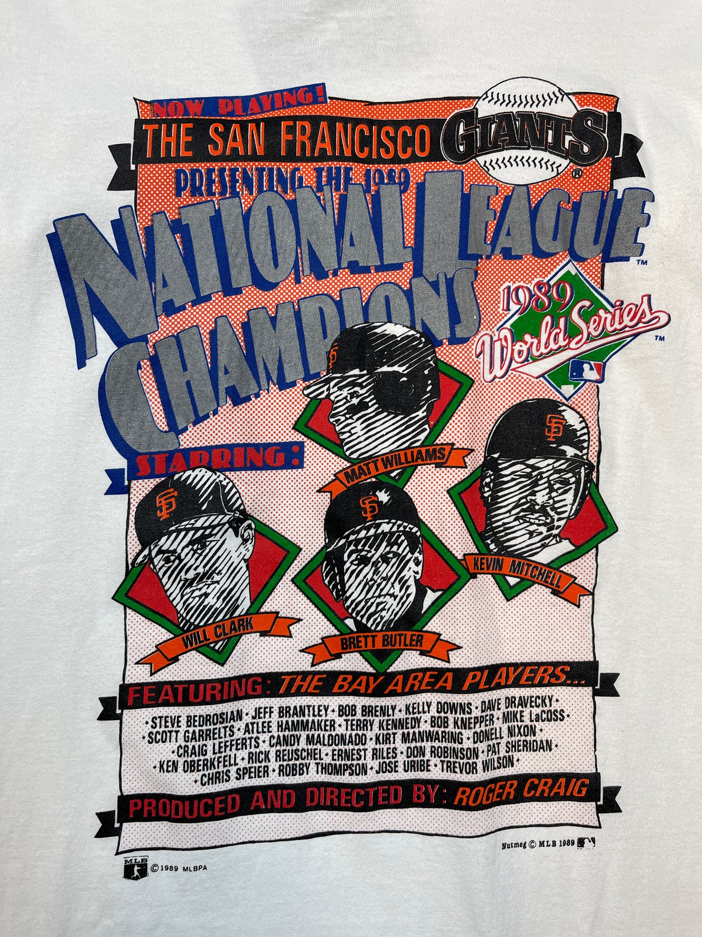 1989 San Francisco Giants MLB National League Champions Vintage Nutmeg Mills Tee (Large)