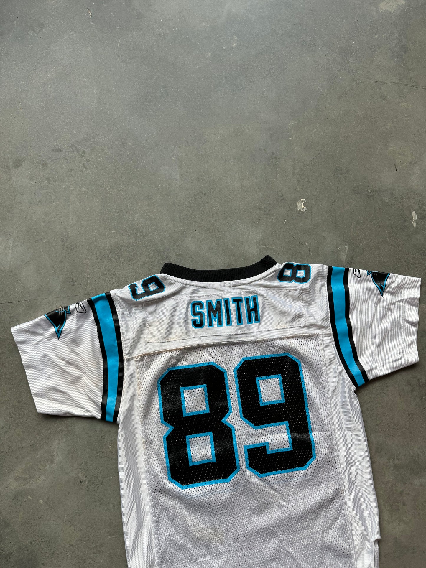 00’s Carolina Panthers Steve Smith Vintage White Reebok NFL Jersey (Youth Medium)