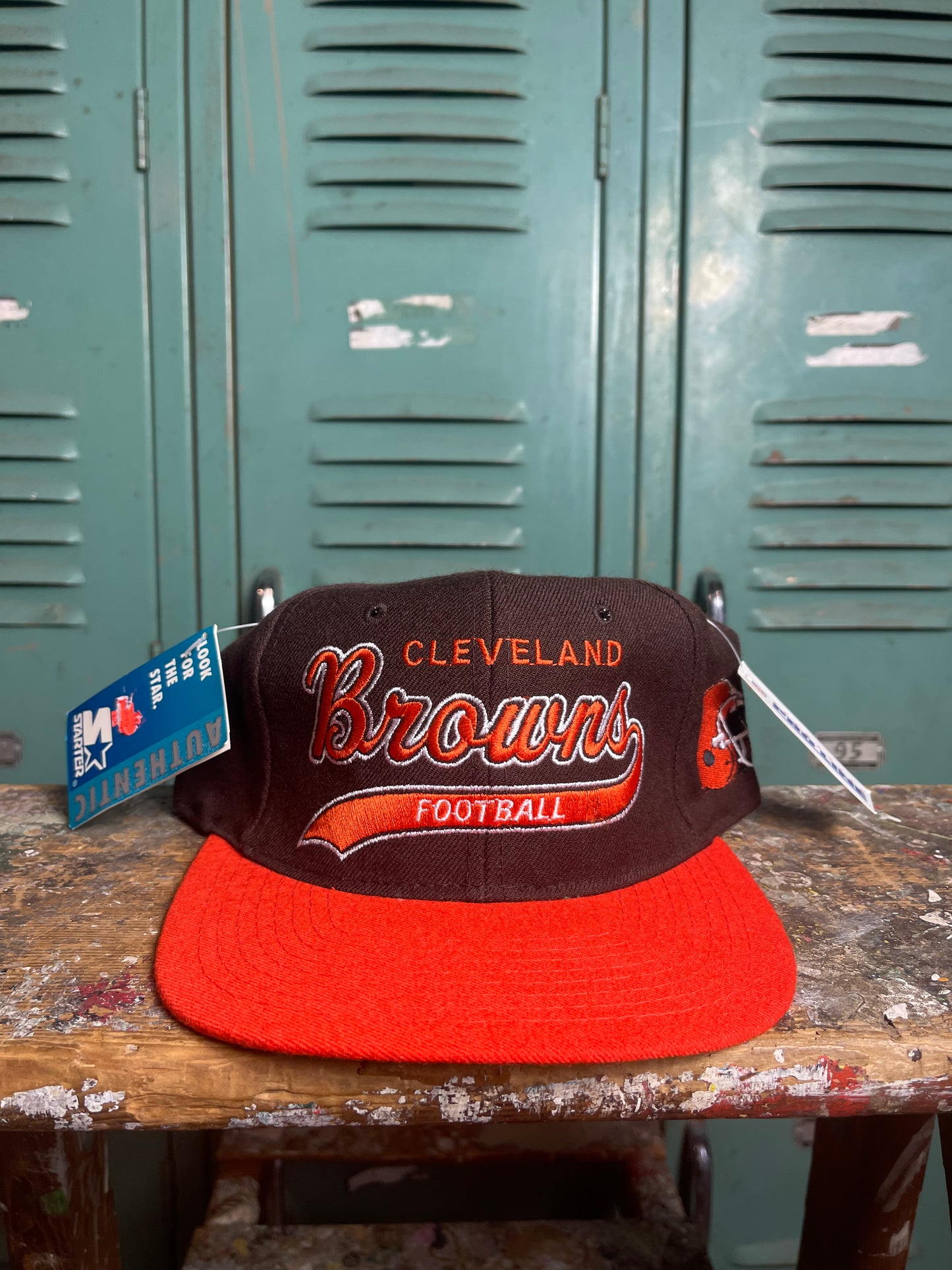 90’s Cleveland Browns Vintage Starter Script NFL Wool Snapback Hat - Deadstock (OSFA)