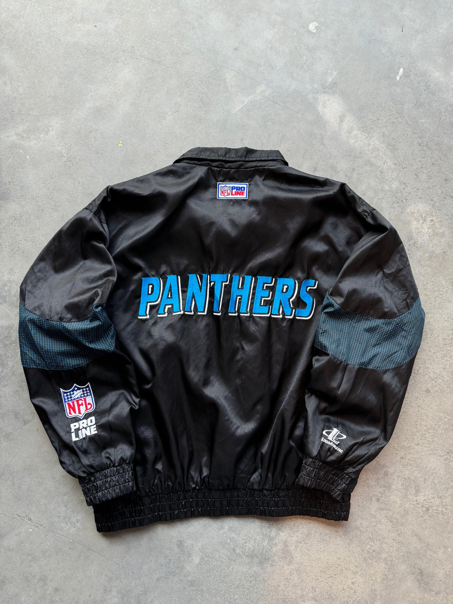 90’s Carolina Panthers Vintage Logo Athletic NFL Pro Line Embroidered Windbreaker Jacket (XL)