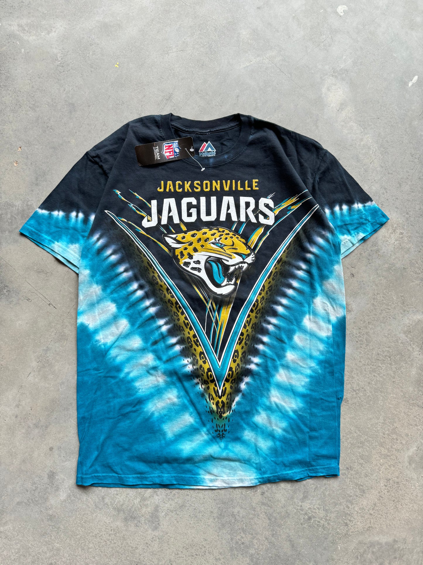 00’s Jacksonville Jaguars Tie Dye Majestic All Over Print NFL Tee - Deadstock (Large)