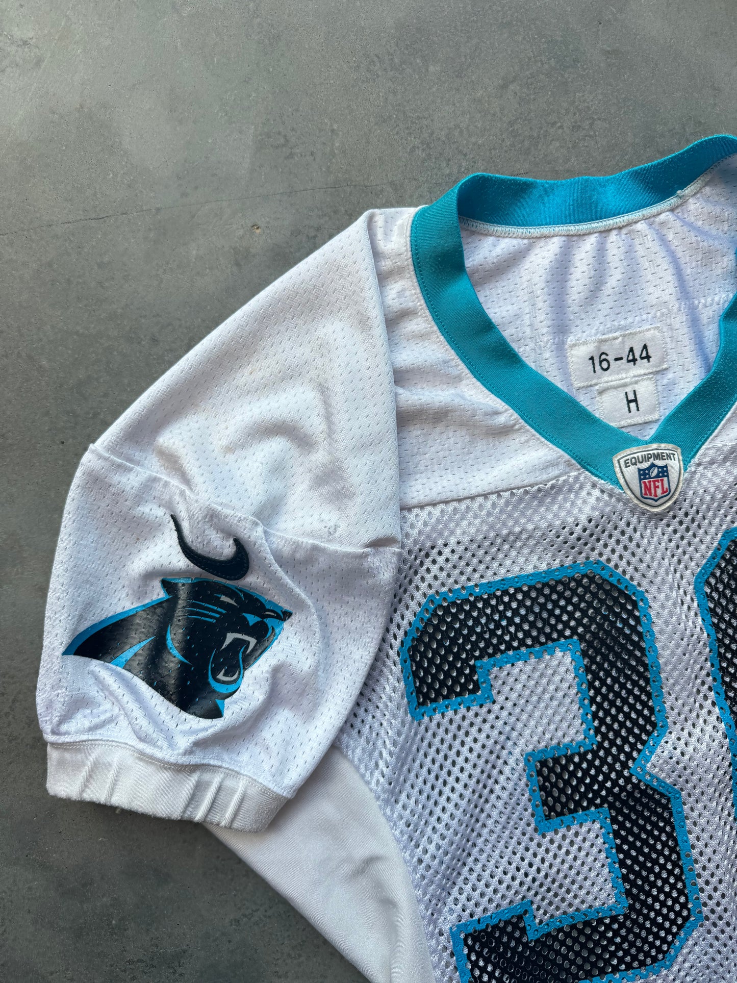 2016 Carolina Panthers x Pepsi #30 White Nike Fishnet Mesh Team Issued Worn Practice NFL Jersey (44)