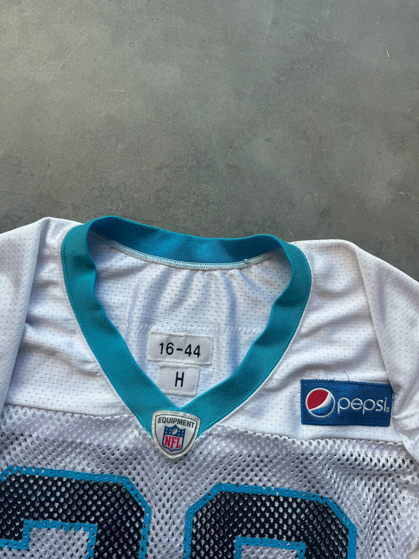 2016 Carolina Panthers x Pepsi #30 White Nike Fishnet Mesh Team Issued Worn Practice NFL Jersey (44)