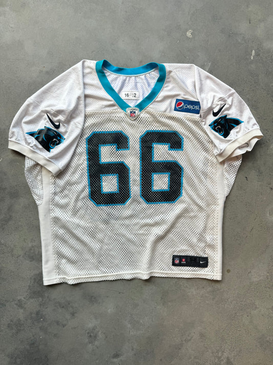 2016 Carolina Panthers x Pepsi #66 White Nike Fishnet Mesh Team Issued Worn Practice NFL Jersey (52)
