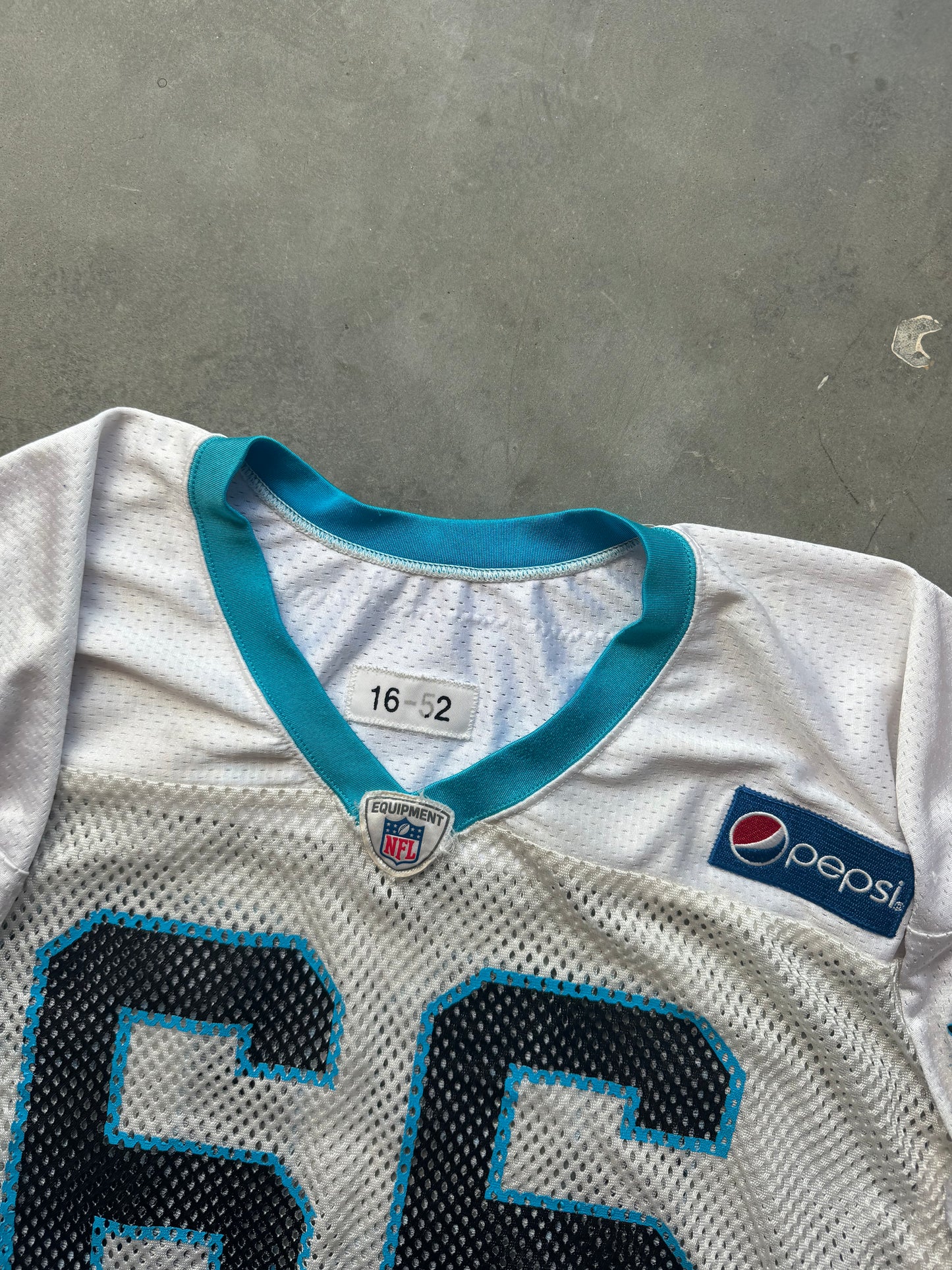 2016 Carolina Panthers x Pepsi #66 White Nike Fishnet Mesh Team Issued Worn Practice NFL Jersey (52)