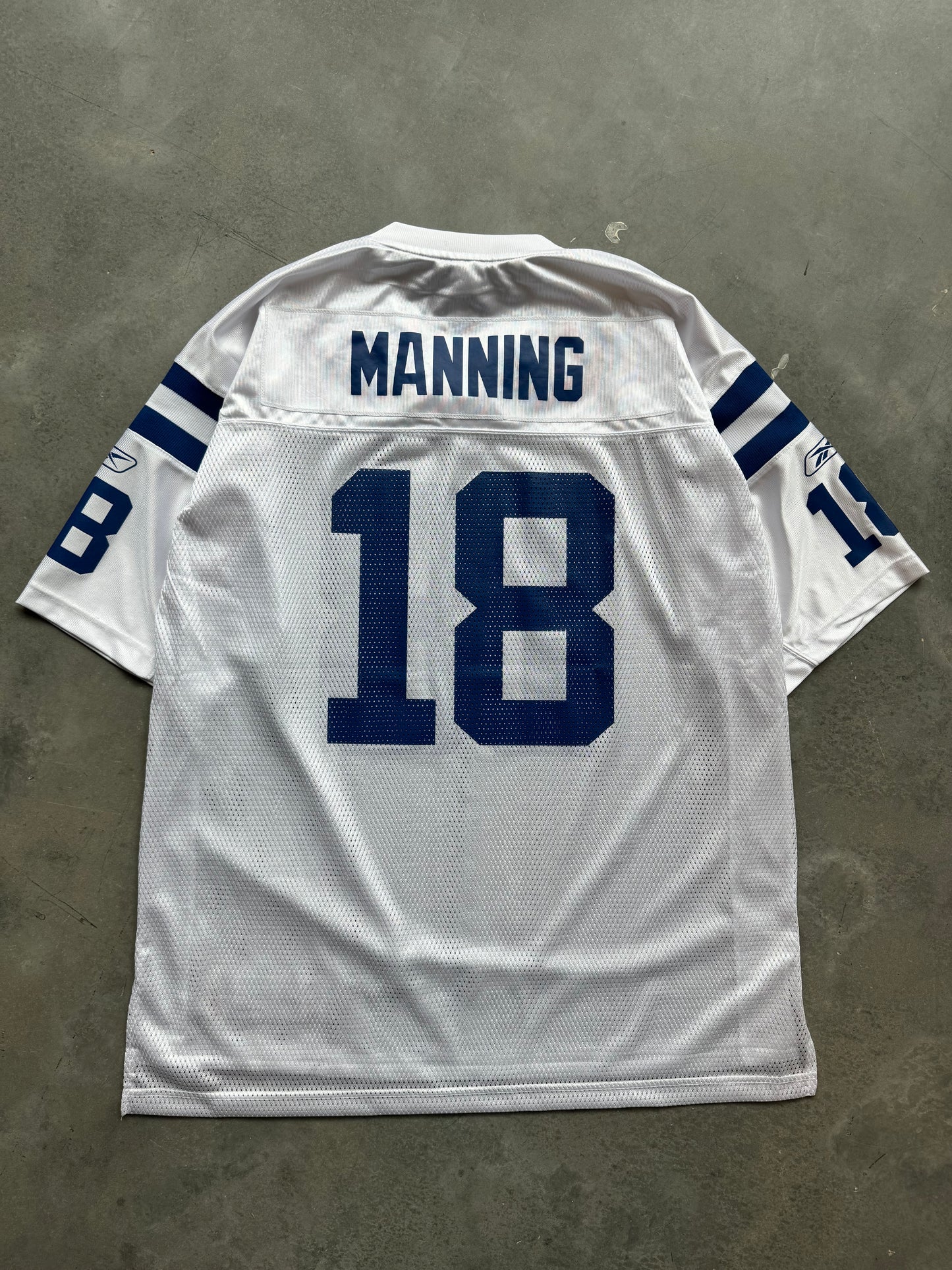 00 s Indianapolis Colts Peyton Manning Vintage White Reebok NFL Jersey Locker Room CLT