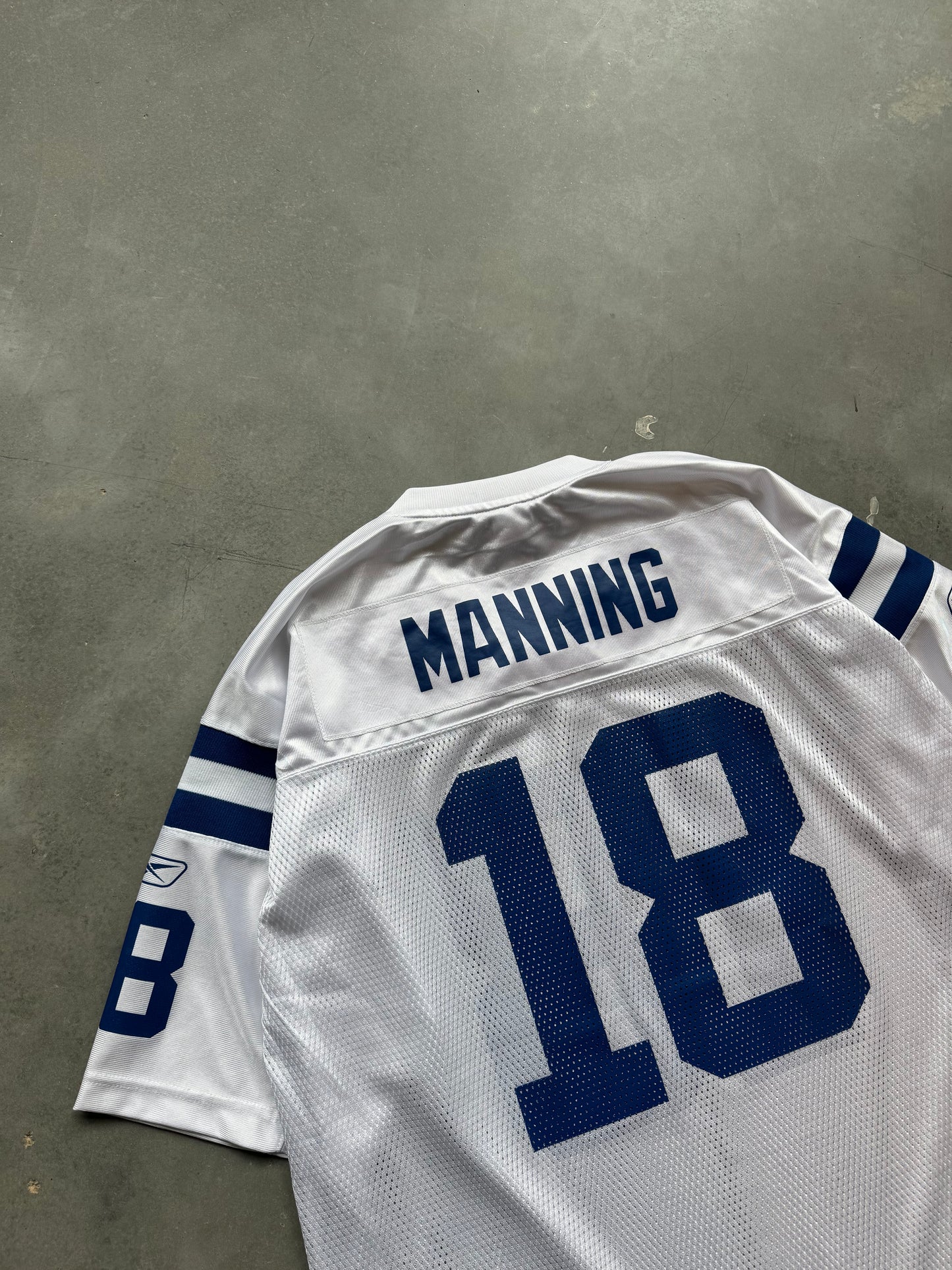 00 s Indianapolis Colts Peyton Manning Vintage White Reebok NFL Jersey Locker Room CLT