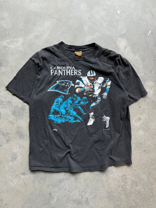 1993 Carolina Panthers Vintage Nutmeg Mills Embroidered Spellout Player NFL Tee (XL)