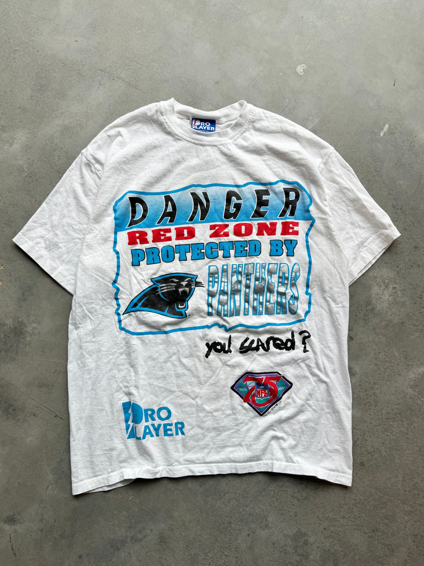 1993 Carolina Panthers Vintage Pro Player “Danger Zone” NFL Tee (Large)