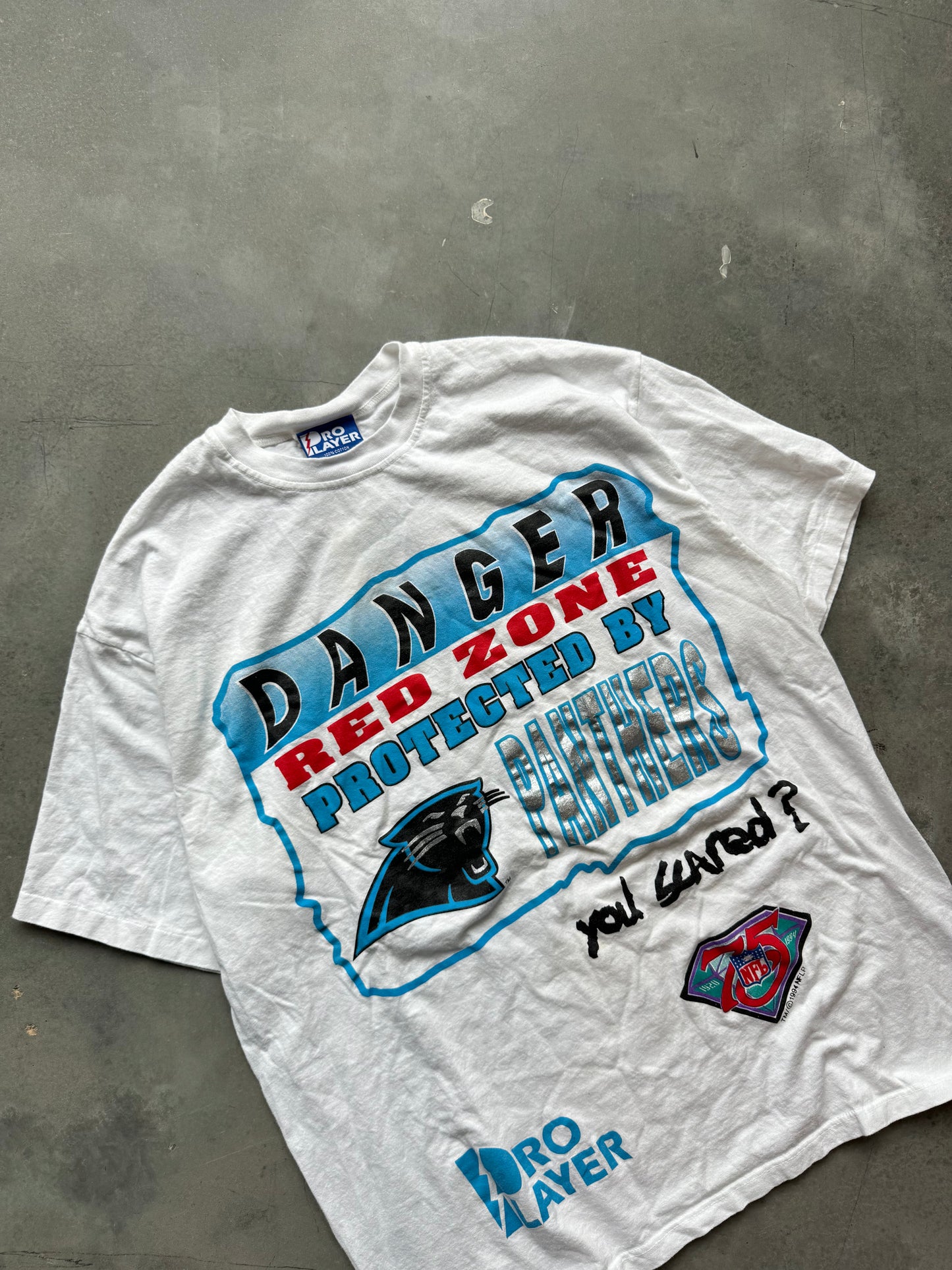 1993 Carolina Panthers Vintage Pro Player “Danger Zone” NFL Tee (Large)