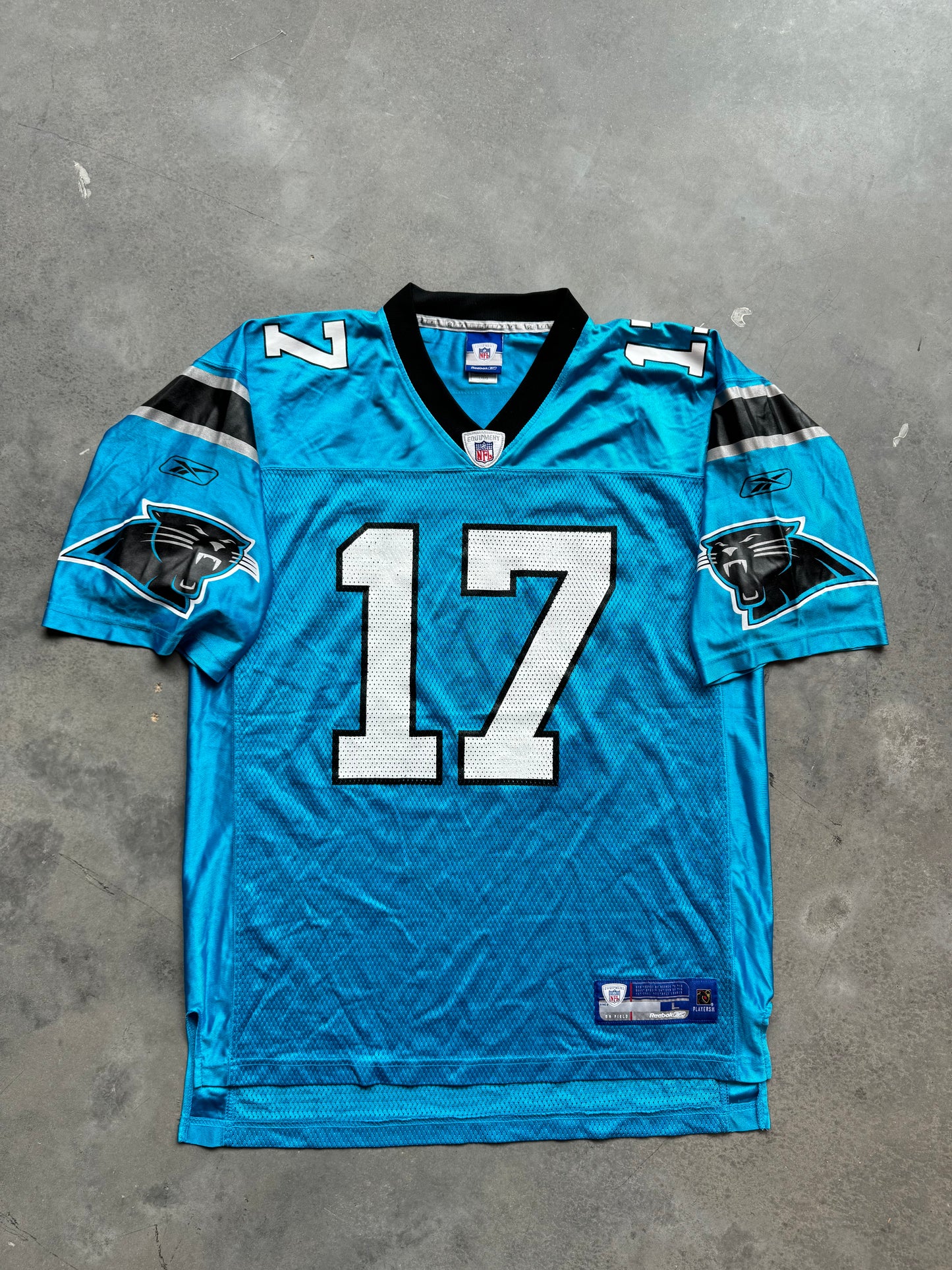 00’s Carolina Panthers Jake Delhomme Vintage Reebok Electric Blue NFL Jersey (Large)