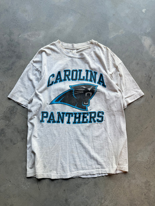 1993 Carolina Panthers Vintage Block Letter Heather Grey NFL Tee (Large)