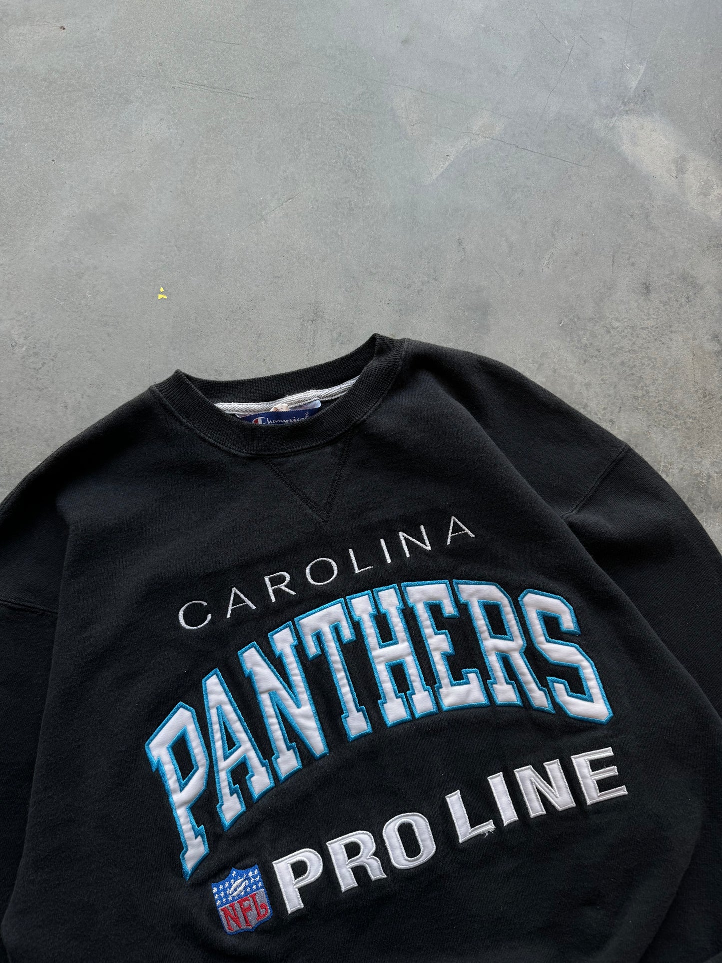 90’s Carolina Panthers Vintage Champion NFL Pro Line Heavyweight Embroidered Crewneck (Large)