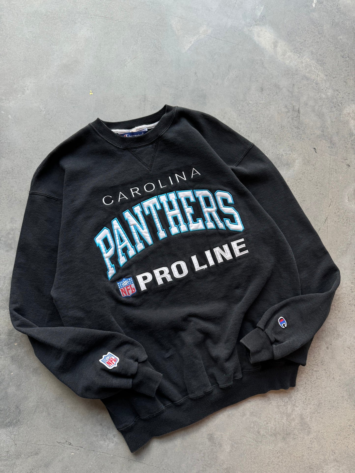 90’s Carolina Panthers Vintage Champion NFL Pro Line Heavyweight Embroidered Crewneck (Large)