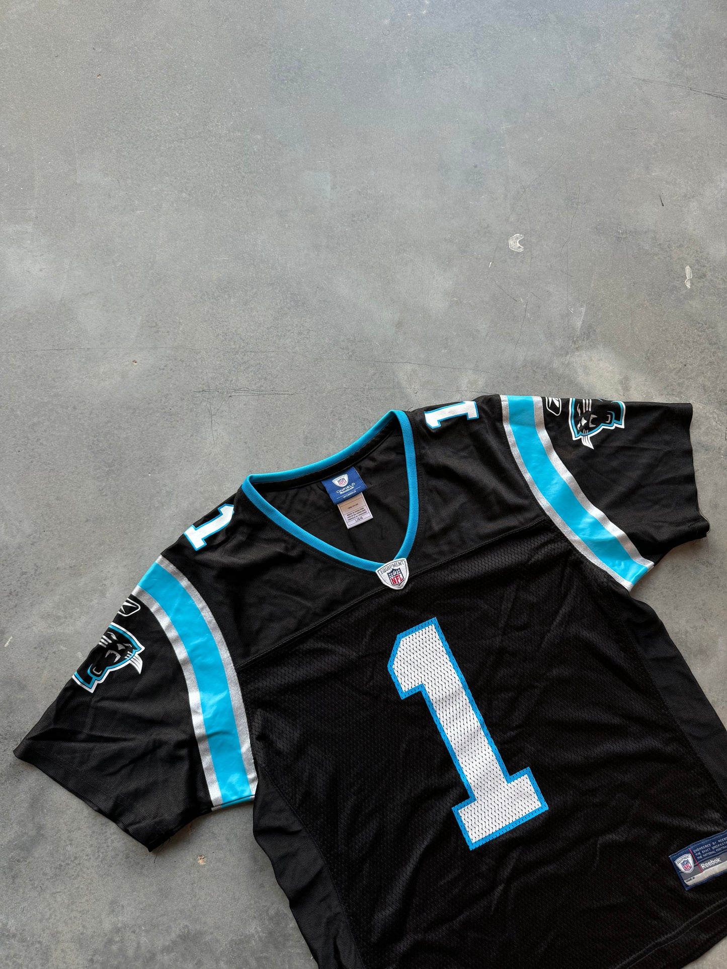 2011 Carolina Panthers Cam Newton Vintage Rookie Year Black Reebok NFL Jersey (Women’s Large)