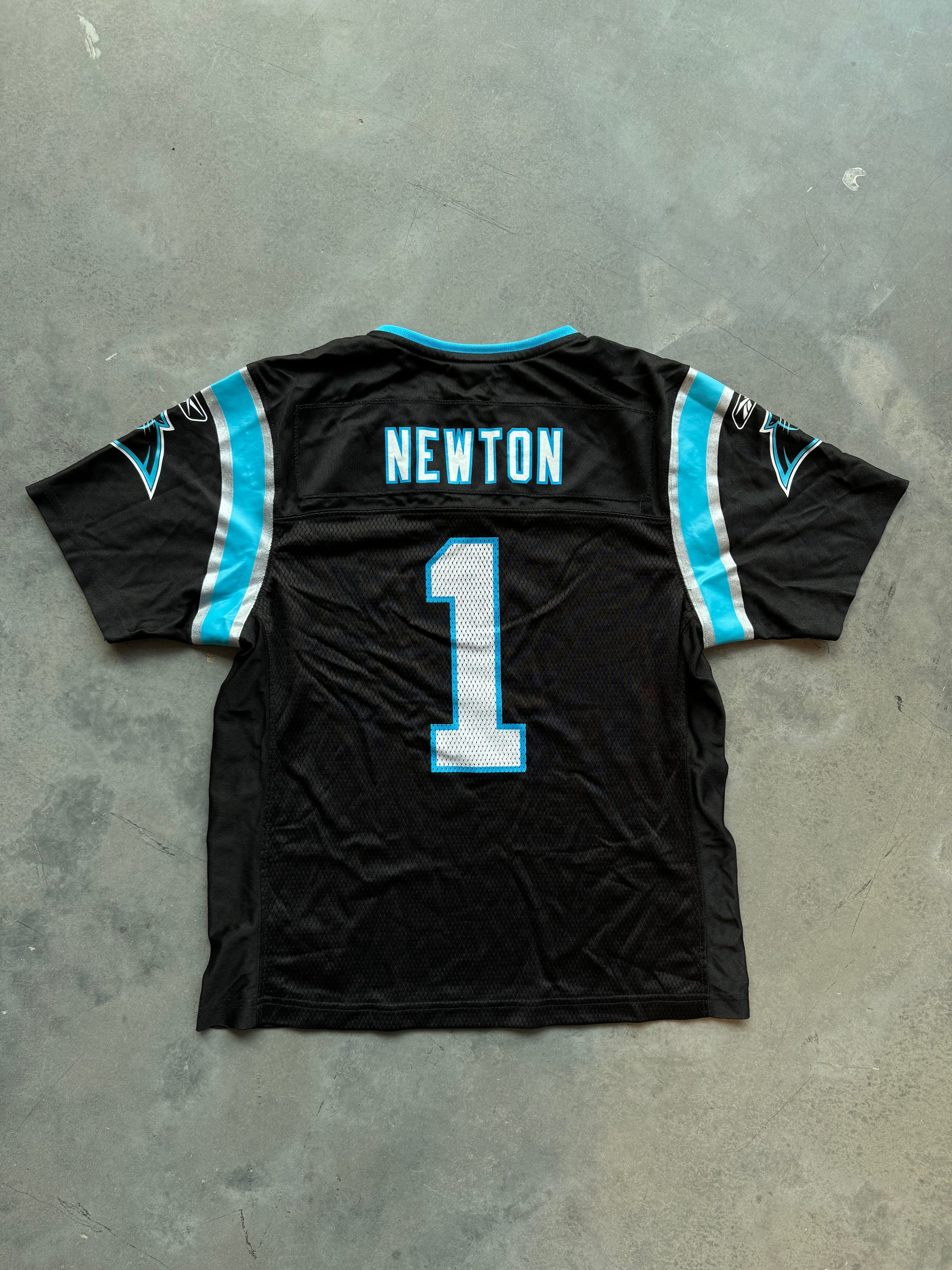 LR 2011 Carolina Panthers Cam Newton Vintage Rookie Year Black Reebok NFL Jersey Women s Large