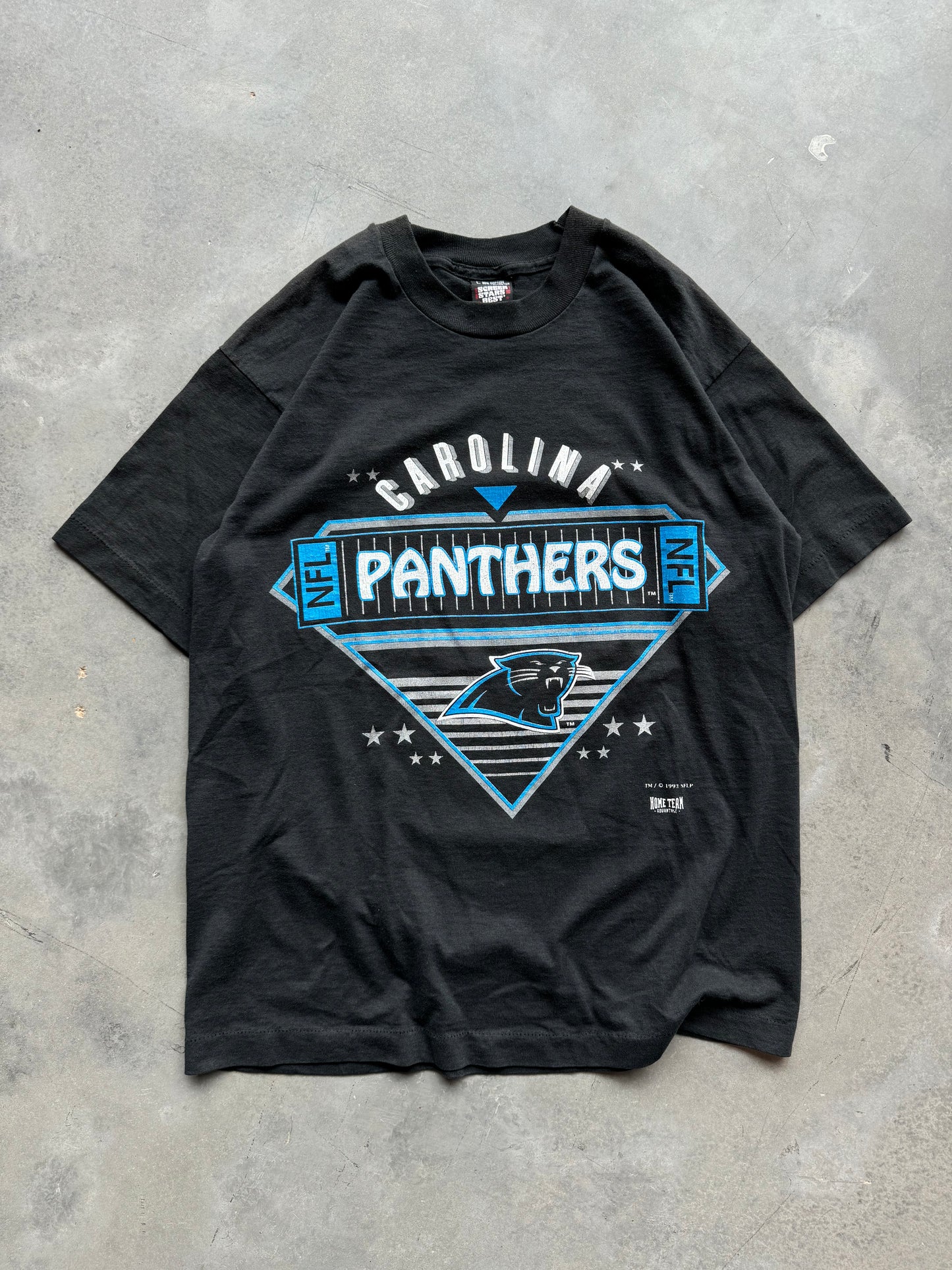 1993 Carolina Panthers Vintage Arch Star Print NFL Tee (Medium)