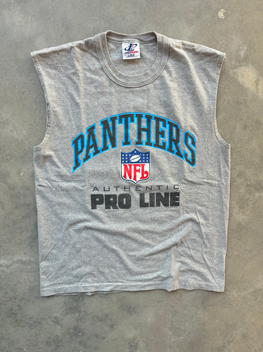 1995 Carolina Panthers Vintage Grey Logo Athletic Inaugural Season NFL Pro Line Sleeveless Tee (Large)