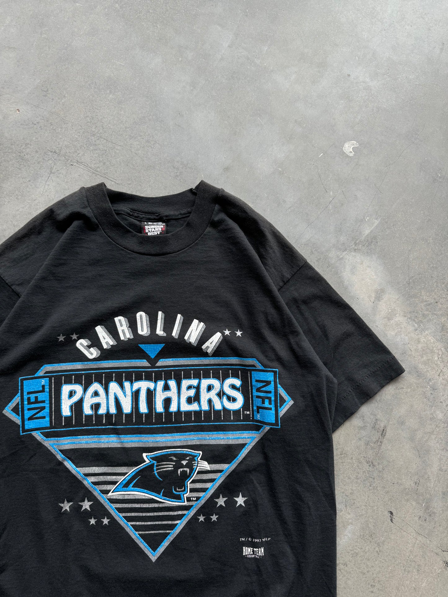 1993 Carolina Panthers Vintage Arch Star Print NFL Tee (Medium)