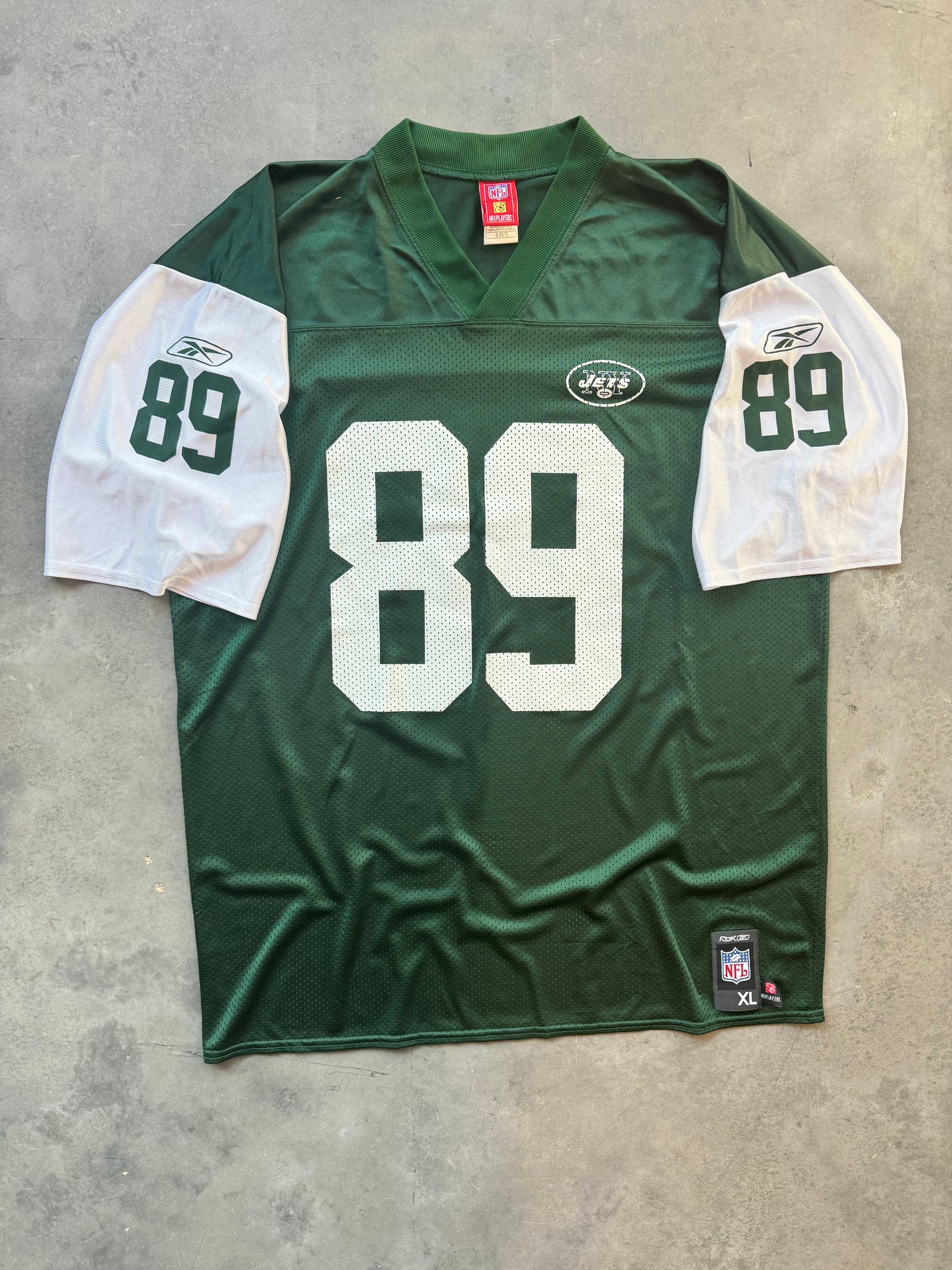 00’s New York Mets Jerricho Cotchery Vintage Green Reebok NFL Jersey (XL)