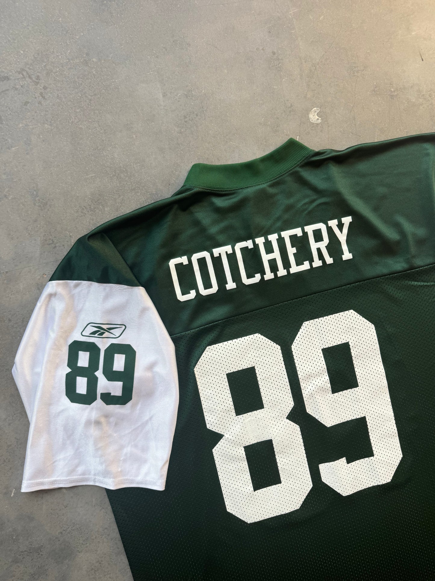 00’s New York Mets Jerricho Cotchery Vintage Green Reebok NFL Jersey (XL)