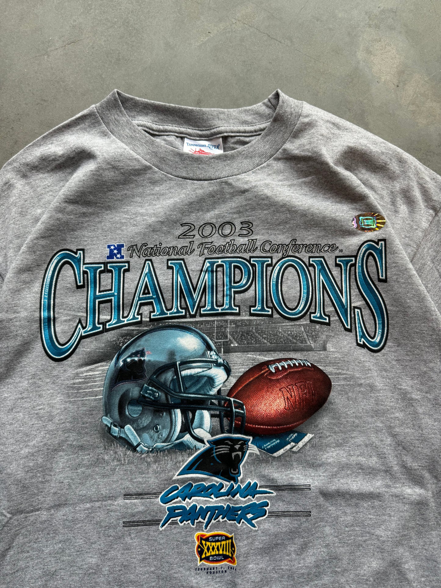 2003 Carolina Panthers Vintage NFC Champions Super Bowl XXXVIII NFL Tee - Deadstock (Large)