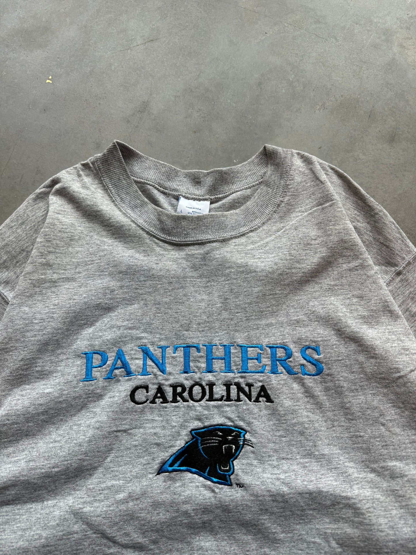 90’s Carolina Panthers Vintage Salem Sportswear Embroidered NFL Tee (Large)