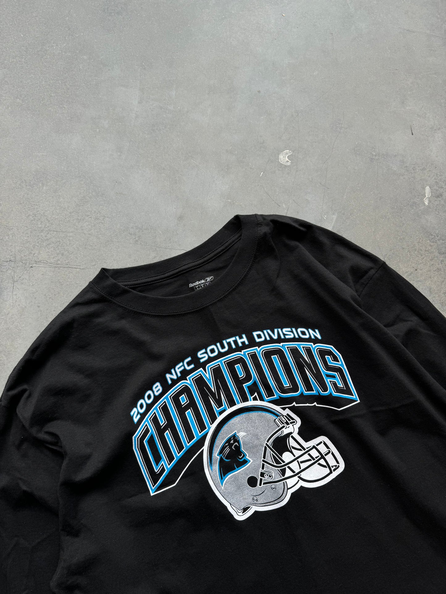 2008 Carolina Panthers NFC South Division Champions Vintage Reebok NFL Longsleeve Tee - Deadstock (Large)