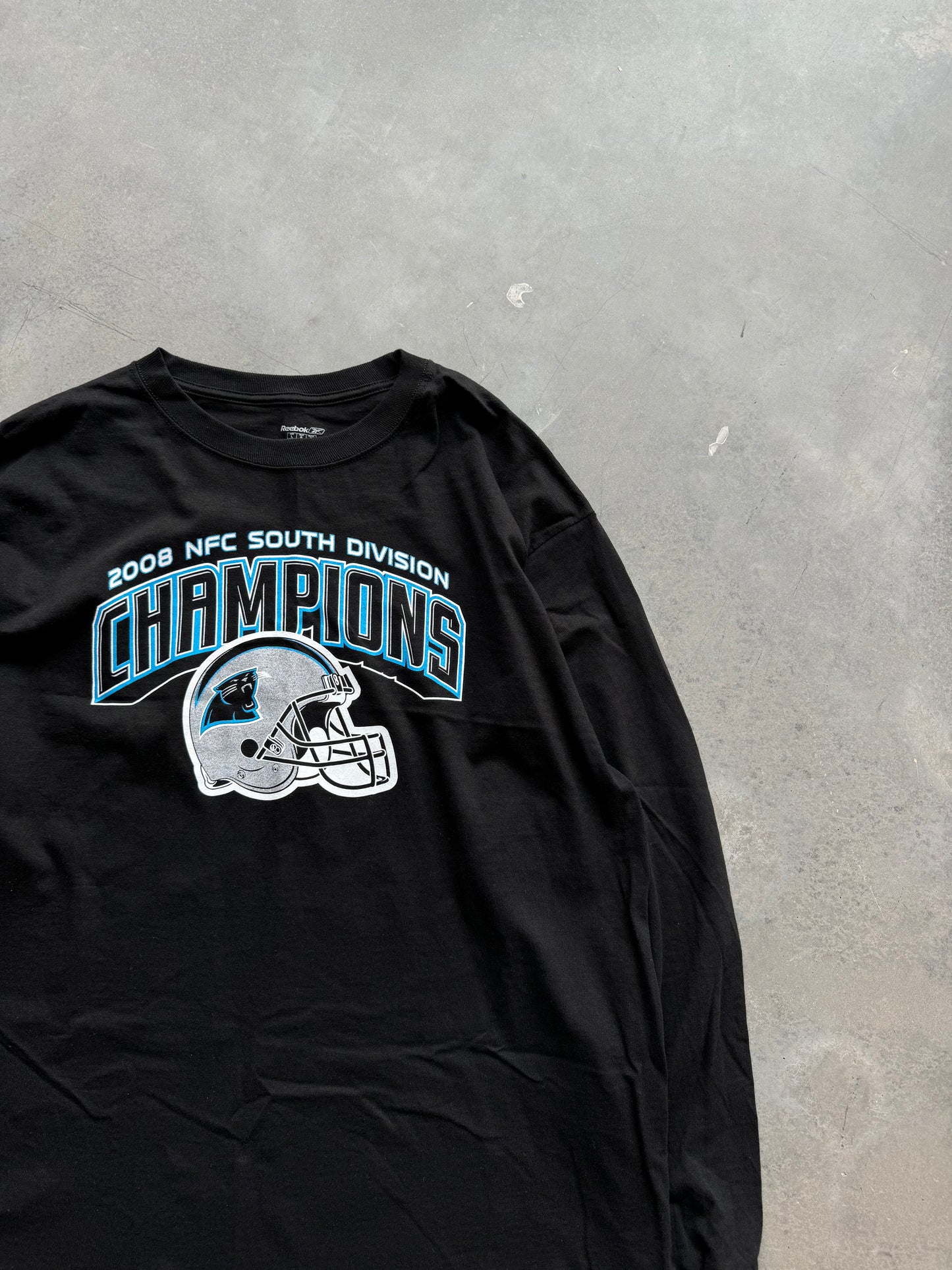 2008 Carolina Panthers NFC South Division Champions Vintage Reebok NFL Longsleeve Tee - Deadstock (Large)