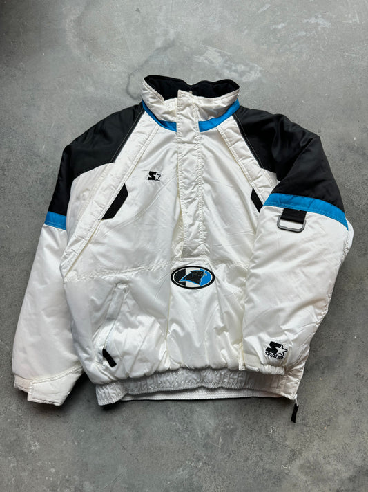 90’s Carolina Panthers Vintage White Starter Half Zip NFL Puffer Jacket (Large)