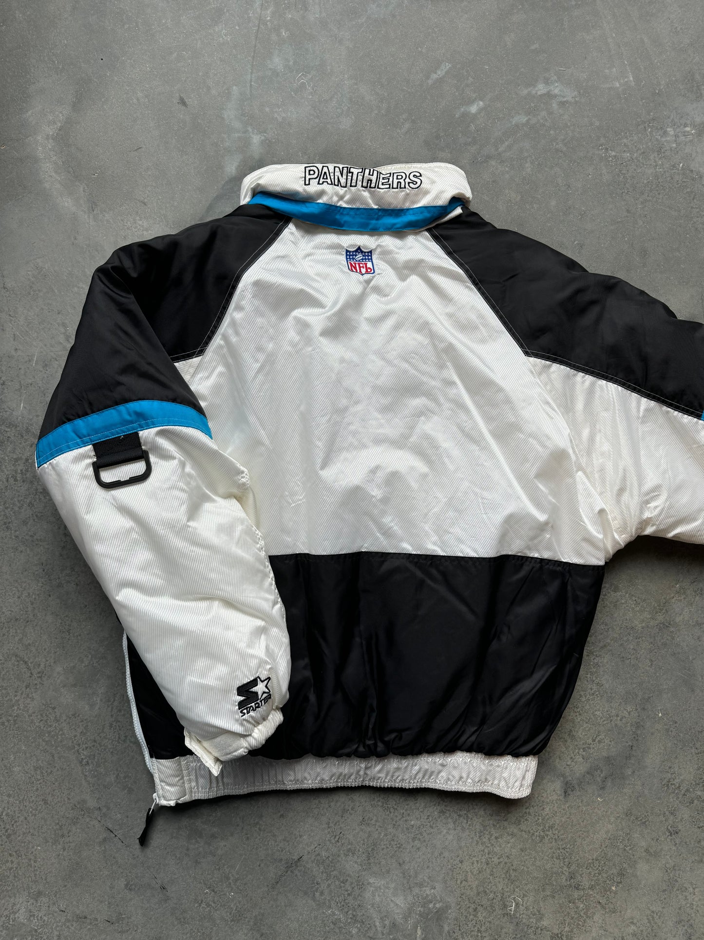 90’s Carolina Panthers Vintage White Starter Half Zip NFL Puffer Jacket (Large)