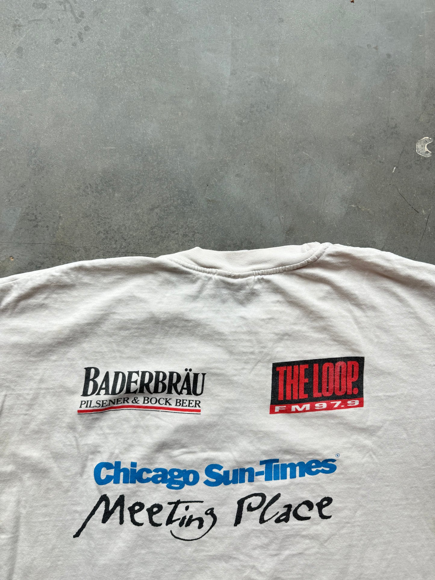 1996 Chicago Bulls “Yet Another Bulls Championship T-Shirt” Zazz Bash Pippen, Jordan & Rodman Distressed Caricature NBA Tee (XL)