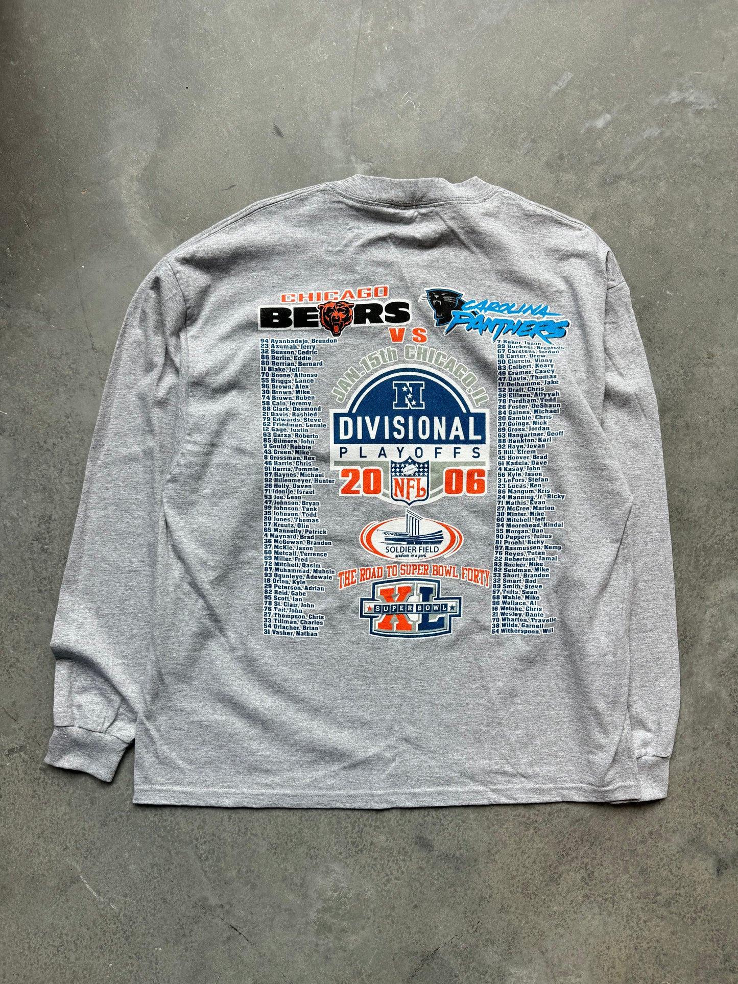 2006 Carolina Panthers vs. Chicago Bears NFL Divisional Playoffs Vintage Longsleeve Tee - Deadstock (XL)