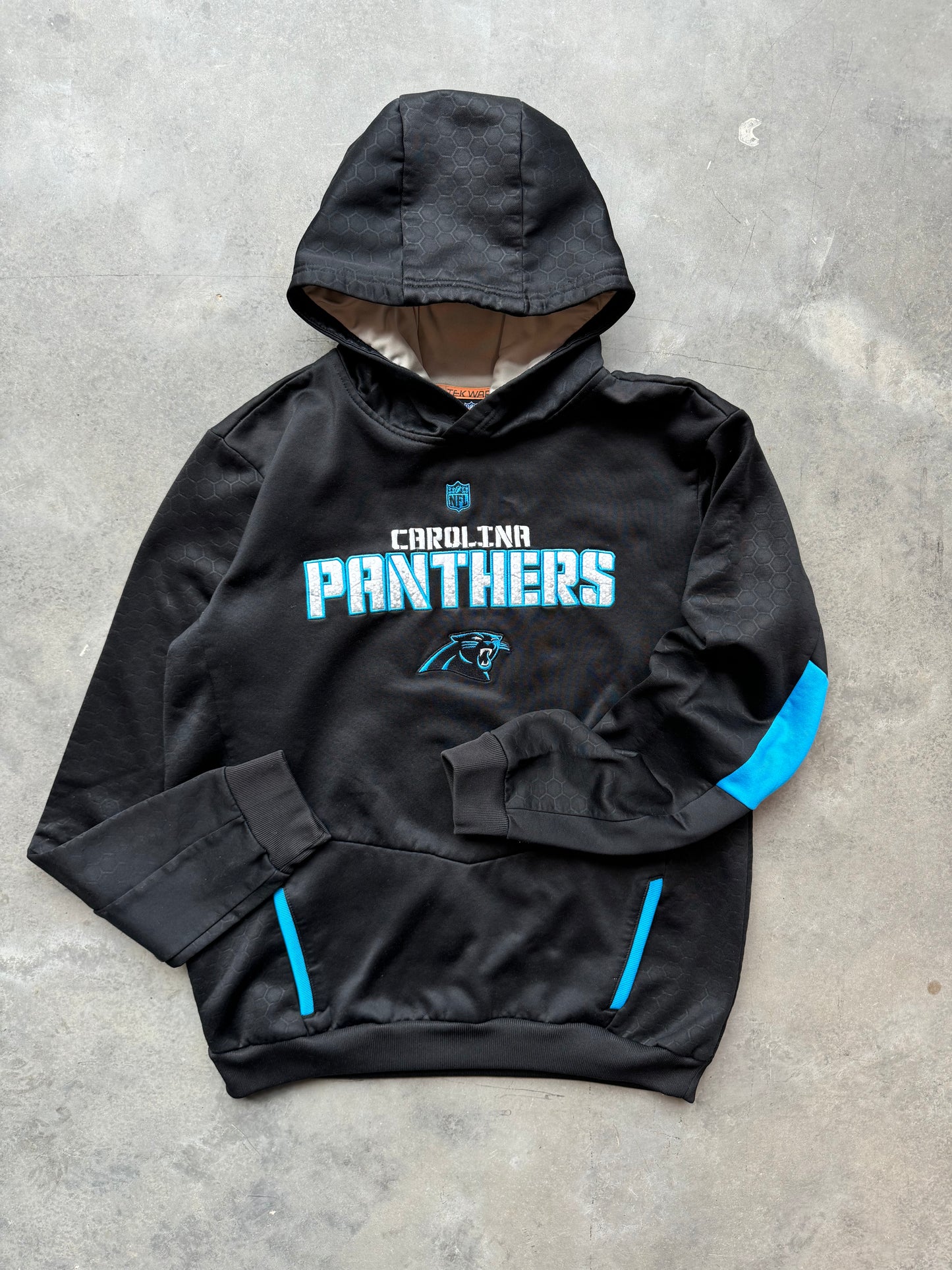 2010’s Carolina Panthers Tek Warm Hex Print Embroidered NFL Hoodie (Small)
