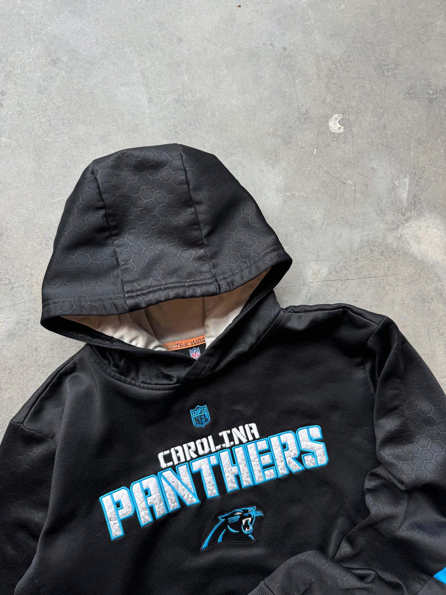 2010’s Carolina Panthers Tek Warm Hex Print Embroidered NFL Hoodie (Small)