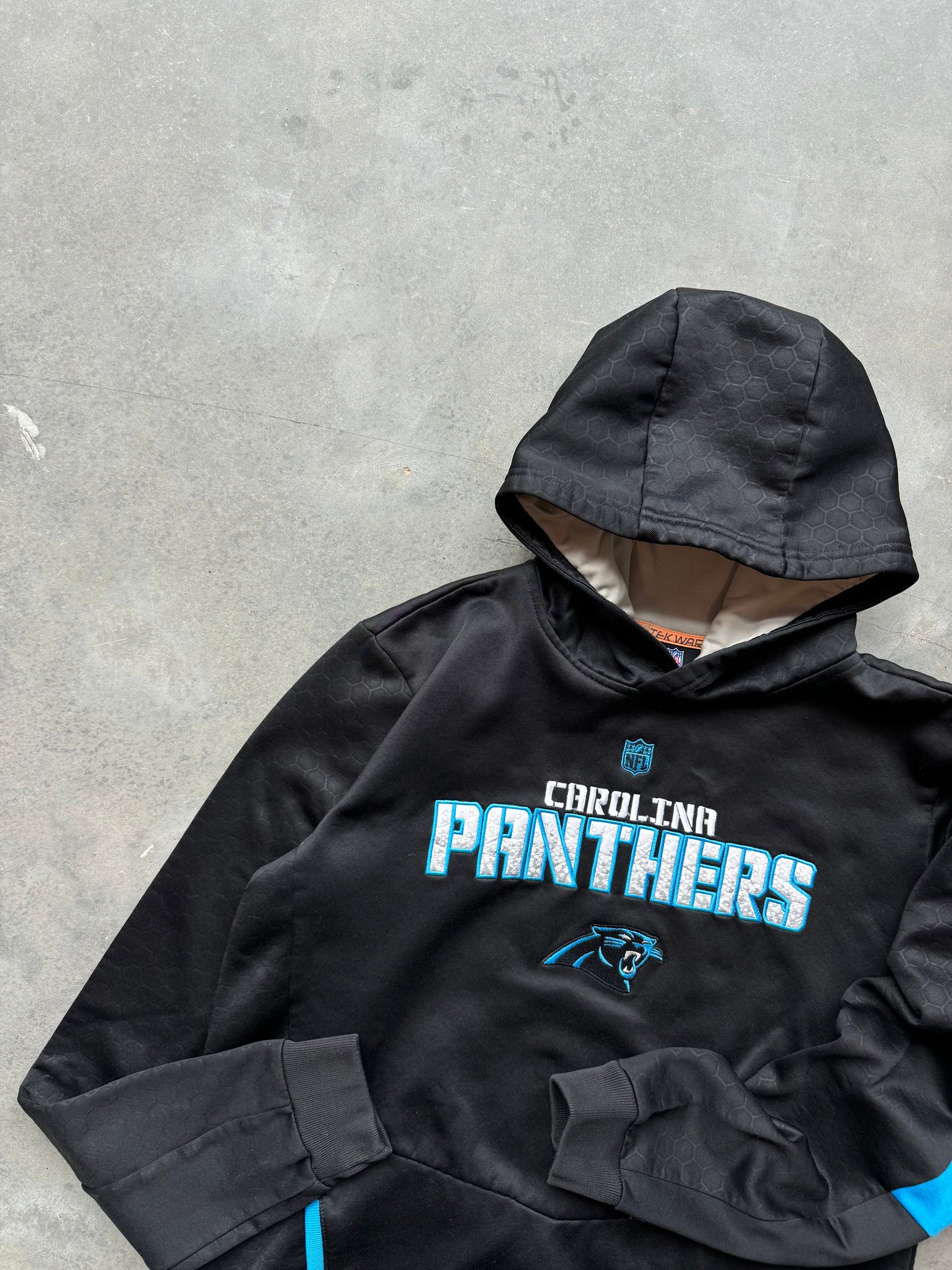 2010’s Carolina Panthers Tek Warm Hex Print Embroidered NFL Hoodie (Small)