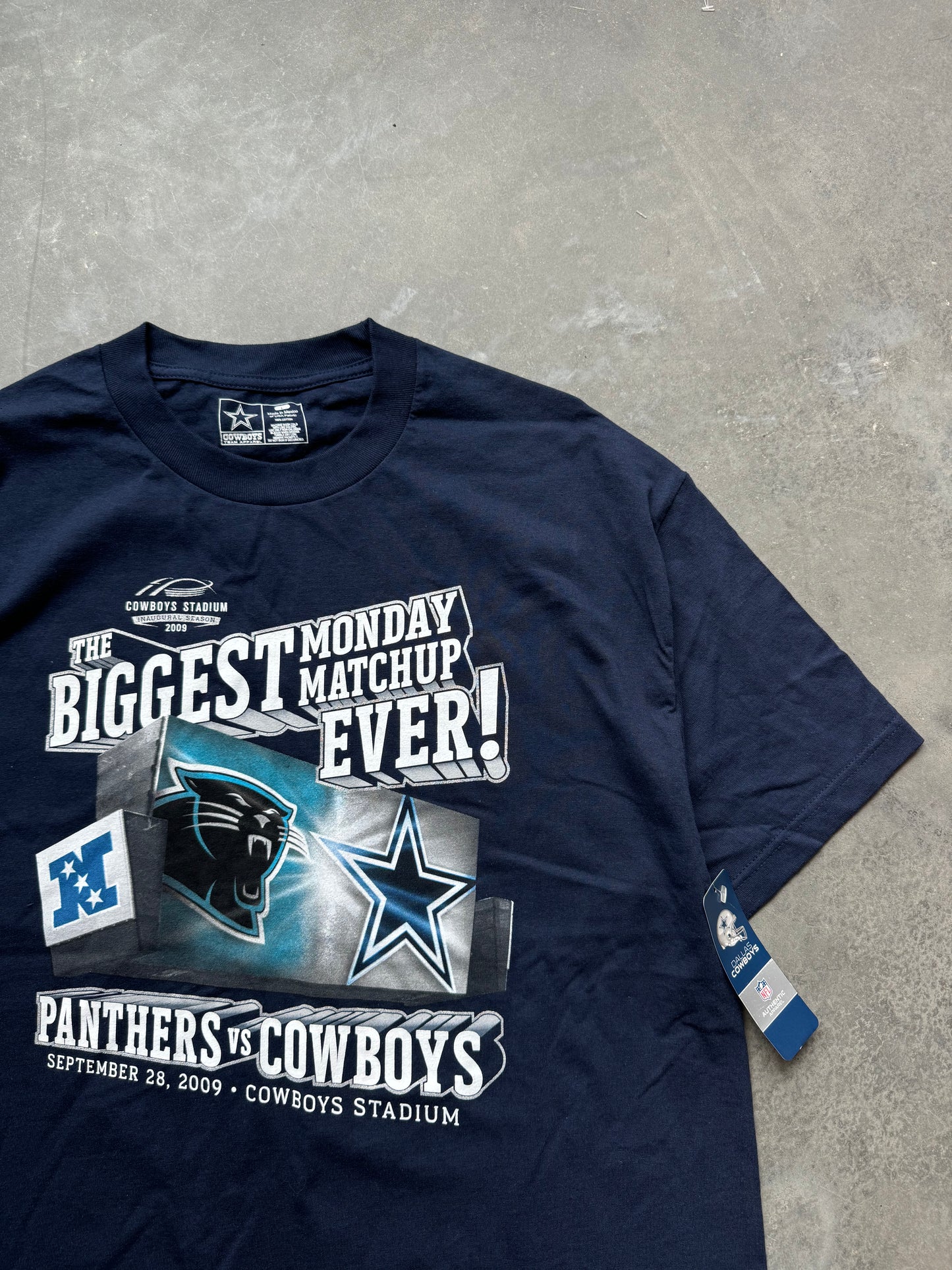 2009 Carolina Panthers vs. Dallas Cowboys “The Biggest Monday Matchup Ever!” NFL Tee - Deadstock (Large)