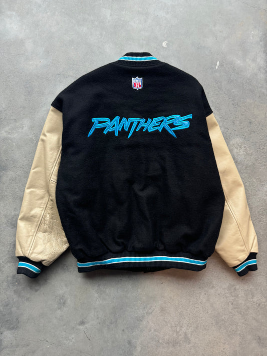 1999 Carolina Panthers Vintage Nike Cat Scratch Font Heavyweight Wool/Leather NFL Varsity Jacket (XL)