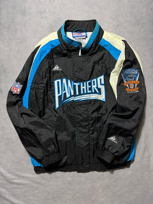 1995 Carolina Panthers Vintage Apex One Colorblocked Inaugural Season Clemson Patch Sideline NFL Jacket (XL)