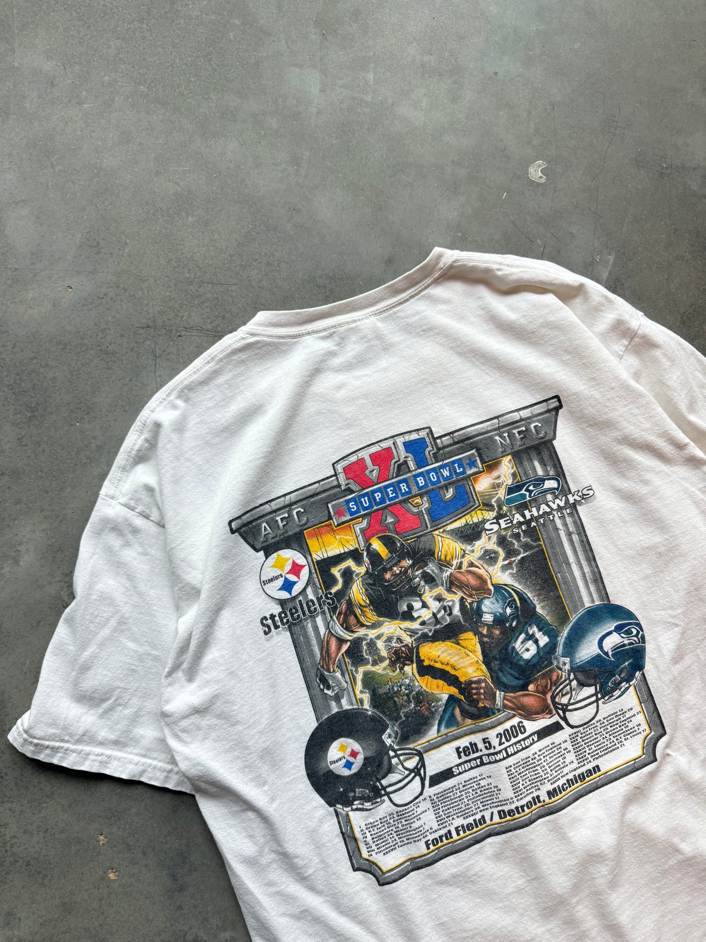 2006 Pittsburgh Steelers vs. Seattle Seahawks Super Bowl XL Caricature NFL Tee (XL)